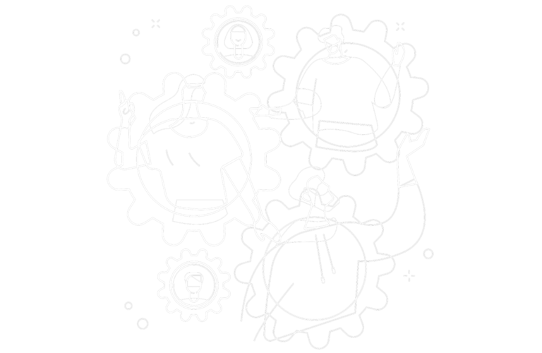 lineart of people in a workshop coming up with ideas